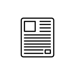 Newspaper outline icons, minimalist vector illustration ,simple transparent graphic element .Isolated on white background