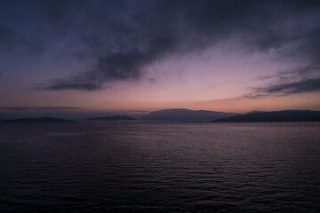 The sea view while travelling by ferry from Corfu to the Diapontia islands, early in the morning