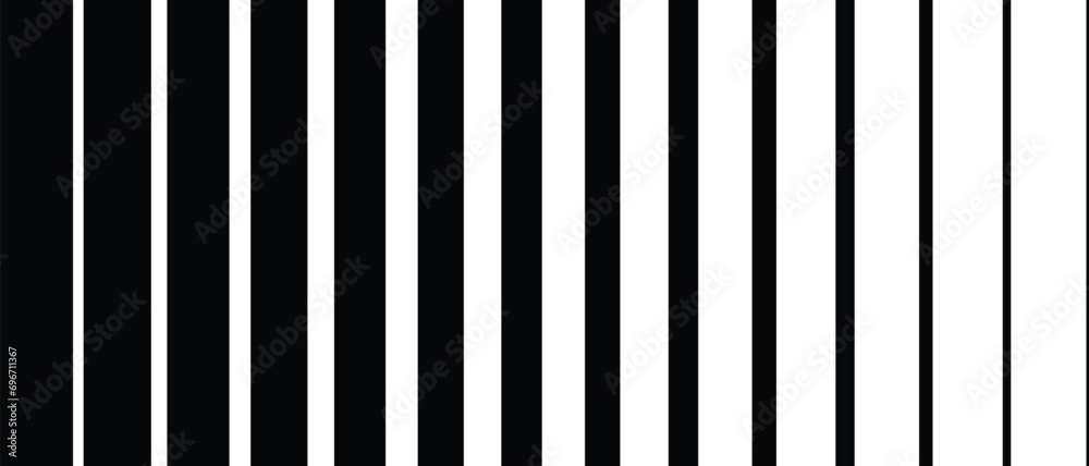 Poster abstract vertical black thin to thick line pattern.