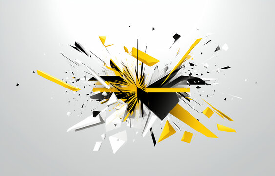 Motif explosif abstrait avec formes g&eacute;om&eacute;triques mimant une id&eacute;e d'explosion et de mouvement, d'impact