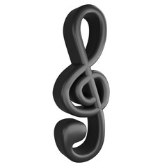 Treble clef or G clef note side view clipart flat design icon isolated on transparent background, 3D render entertainment and music concept