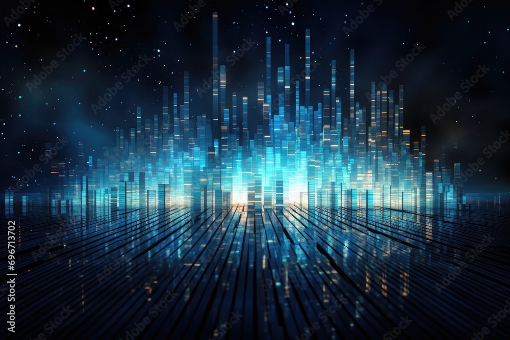 Poster abstract technology background with glowing lines and dots. 3d rendering, an abstract technology bac
