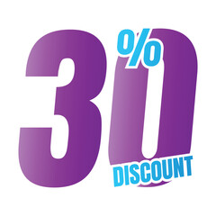 30% discount deal sign icon, 30 percent special offer discount vector, 30 percent sale price reduction offer design, Friday shopping sale discount percentage icon design