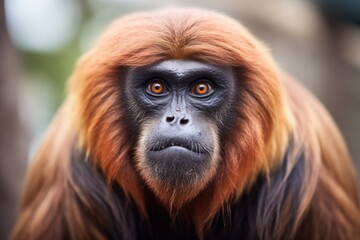 howler monkey with intense eyes while vocalizing