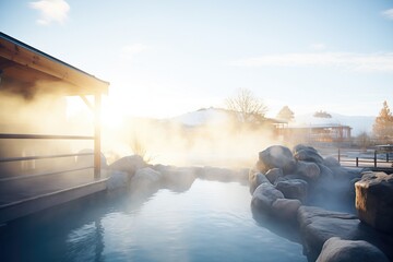 misty breath above steaming outdoor hot springs