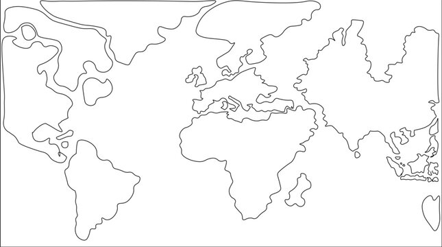 world map vector isolated on white background. Flat Earth map template for website patterns, annual reports, infographic. World map image for coloring education