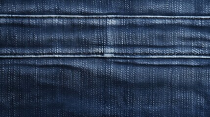 Top view, a retro-style blue denim texture featuring stitched seams.