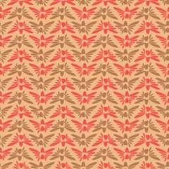 Japanese Flower Motif Zigzag Vector Seamless Pattern