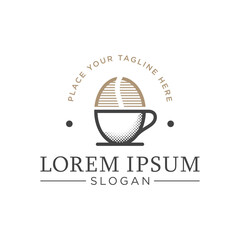 Coffee logo design. Aesthetic cafe logo illustration design template