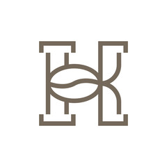 Letter K coffee logo design illustration