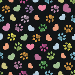 Colorful beautiful colors paw prints
