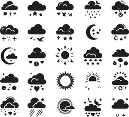 Set of silhouette flat style clouds sky elements vector illustration