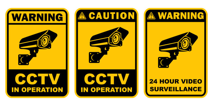 cctv video surveillance signs labels printable poster for home and building place template design