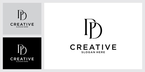PD or DP initial letter logo design vector