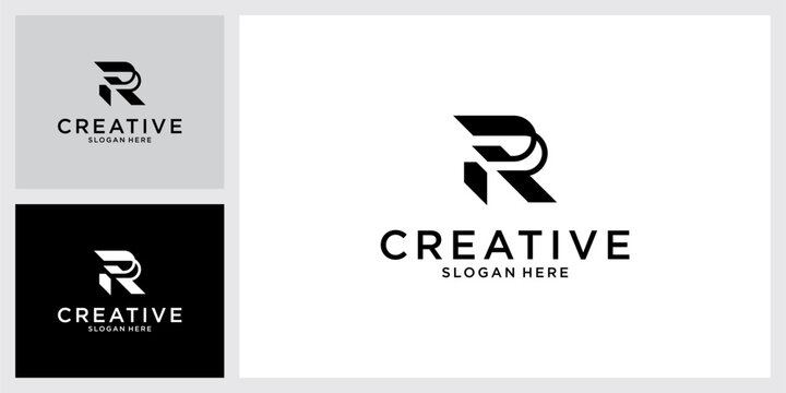 RR or R letter logo design template vector