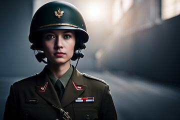 Young woman in military uniform