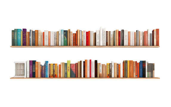 Wall Shelf for Book Arrangement on Transparent Background.