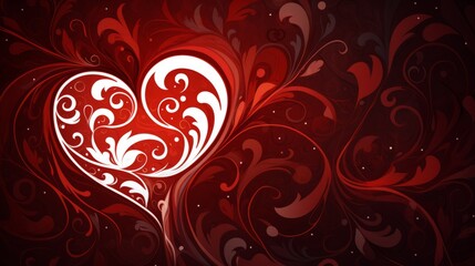 A with patterns red background with a large heart