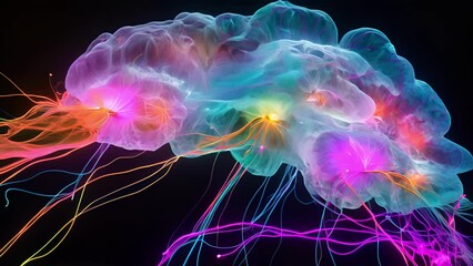 A closeup of a brains prefrontal cortex, highlighting the specific regions responsible for processing spatial information and creating a sense of presence in virtual environments.