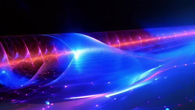 An abstract illustration of a wavefunction representing the probability of an electron tunneling through a potential barrier, demonstrating the nonintuitive nature of quantum mechanics and