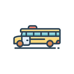 Color illustration icon for school bus