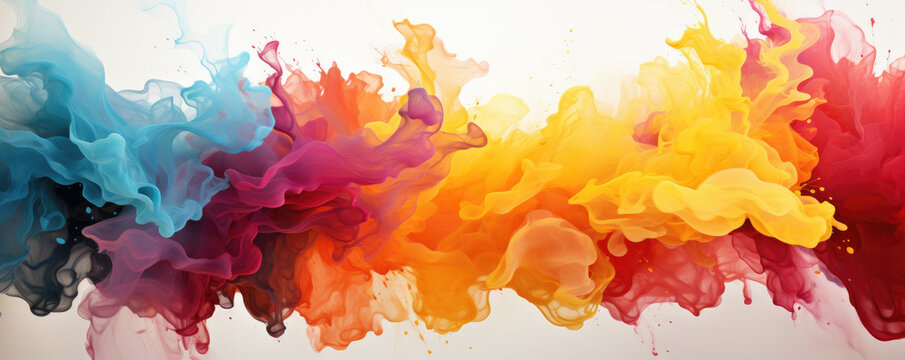 Conceptual background of watercolor splashes of red and yellow colors