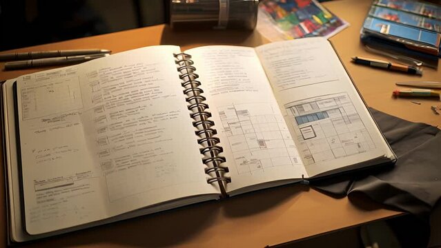 A macro shot of a game designers sketchbook, filled with notes, sketches, and calculations, demonstrating the behindthescenes work that goes into creating a perfectly balanced game.