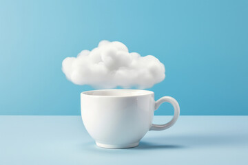 Cloud breakfast table background idea white cup morning mug drink design blue coffee