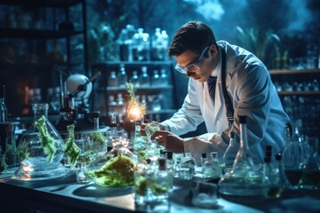 Scientist working in a laboratory. Science, chemistry, biology, medicine and people concept, Biologist Working in a Professional Laboratory, AI Generated