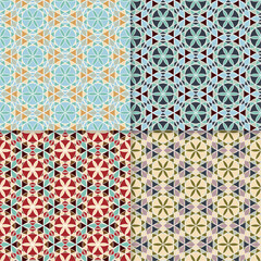 Four geometric seamless patterns. Can be used on textiles, wallpapers, surfaces, venue designs and as a background for cards and invitations
