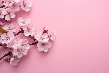 Fototapeta na wymiar cherry blossom on pink background with copy space for your text, Cherry blossom on a pink background, AI Generated