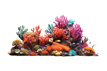 Beautiful coral reef isolated on transparent background.
