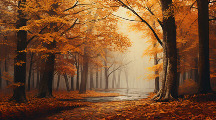 Beautiful fall landscape showing trees