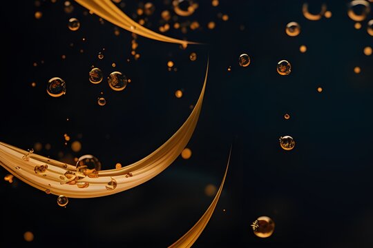 abstract background with golden bubbles for xmas