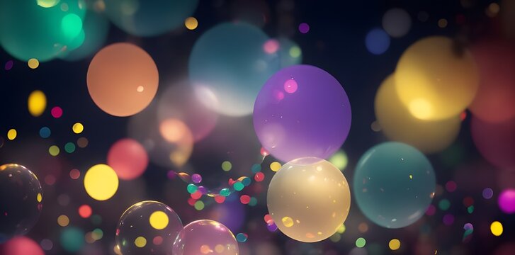 Multicolored lights, depth of field, bokeh lights, Blurry confetti, abstract background, multicolor, rainbow, haze, city lights, Christmas lights, soap small bubbles attractive background