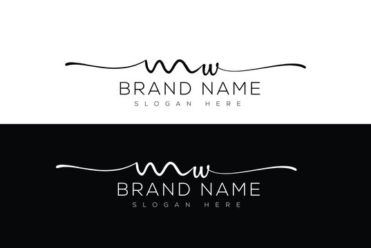 Mw  handwriting and signature logo vector design 
