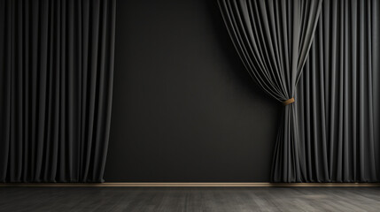 Black wall with curtains background