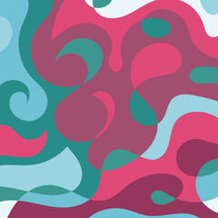 Abstract square background with swirly curves texture ornaments.