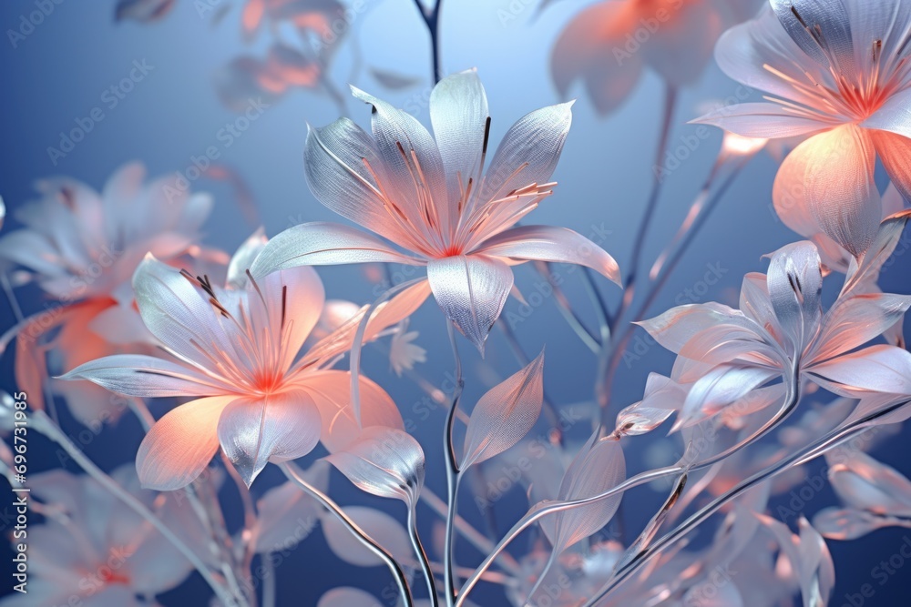 Poster A bunch of flowers arranged in a vase. Perfect for adding a touch of nature to any space