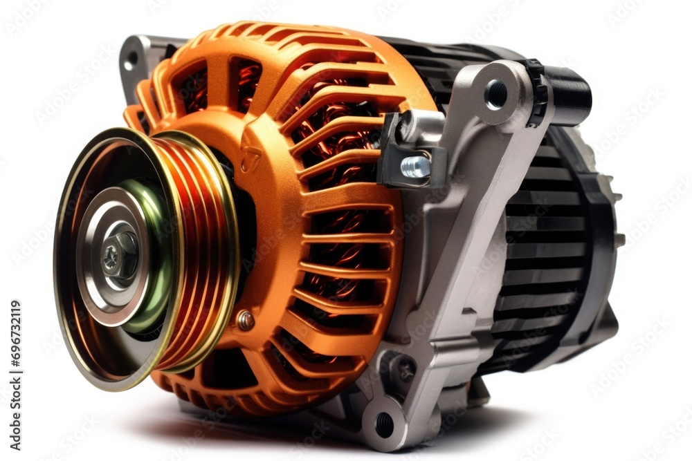 Aufkleber a compact and straightforward description of an orange alter motor on a white background. this image