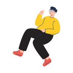 vector pose of person in yellow clothes.wear