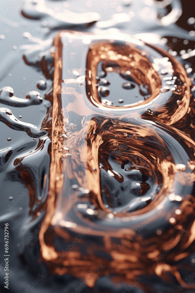 Poster A close up view of a liquid letter on a surface. This versatile image can be used in various contexts