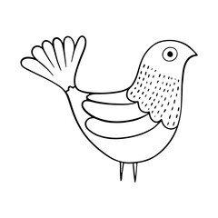 Bird Cartoon Doodle Illustration. Black line little birds, different poses, flying. Happy character. Hand drawn flat abstract icon. Modern trendy vector illustration