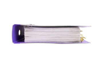 Office folder with documents and yellow bookmarks. Transparent background. PNG