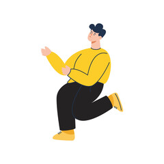 vector pose of person in yellow clothes.lifestyle