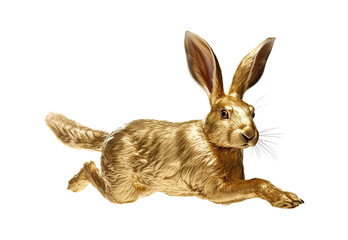 Obraz premium _Golden_rabbit_running_closeup_sharp_full_body.