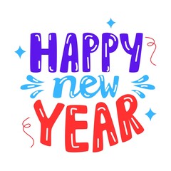 happy new year text design on white background