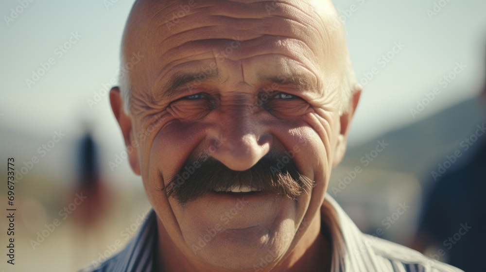 Poster A picture of a man with a mustache on his face. Can be used for various purposes