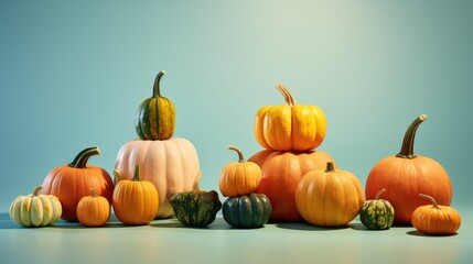 A group of pumpkins sitting on top of each other. Perfect for autumn decorations and Halloween-themed projects