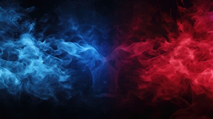 Fototapeta na wymiar Red and blue smoke forming a couple on a black background. Perfect for adding a touch of color and mystery to your designs